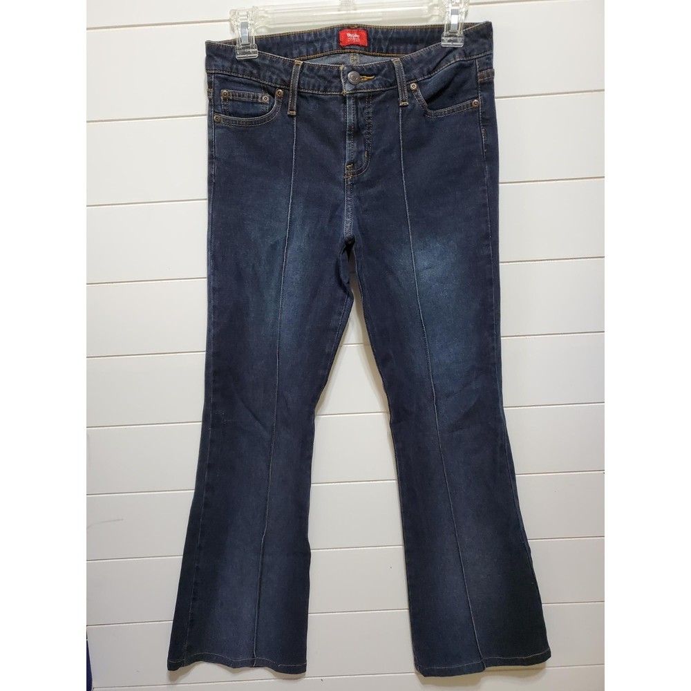 Massimo womens size 7 Y2K style high rise denim stretch leg stitch bootcut jeans